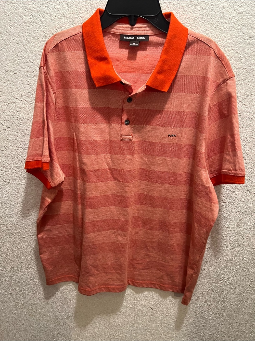 Michael Kors Men's Coral and Orange Striped Polo